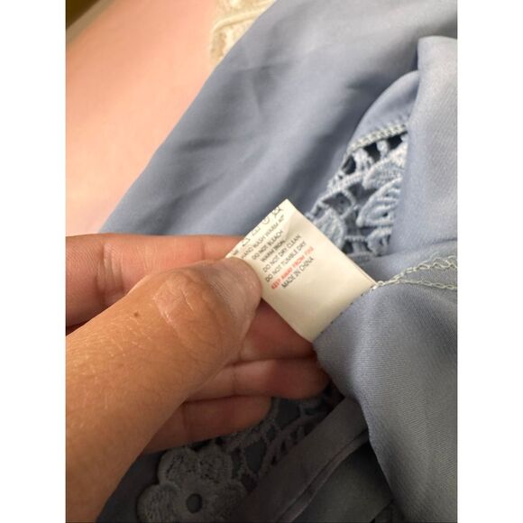 Mother of the Bride Blue Satin Lace Trim Robe - Picture 4 of 7